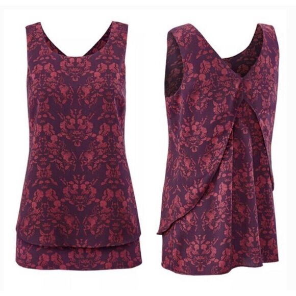 CAbi Tops - Cabi Womens 3258 Floral Layered‎ Tank Top V Back Size XS Purple Red